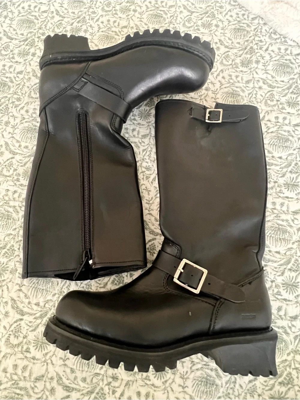 Guide Gear Black Leather Side Zip 15” Engineer Motorcycle Boots Size 9EE